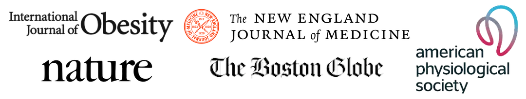 Logos of the International Journal of Obesity, the New England Journal of Medicine, Nature, The Boston Globe and the American Physiological Society