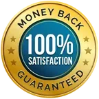 100% satisfaction money-back guarantee seal
